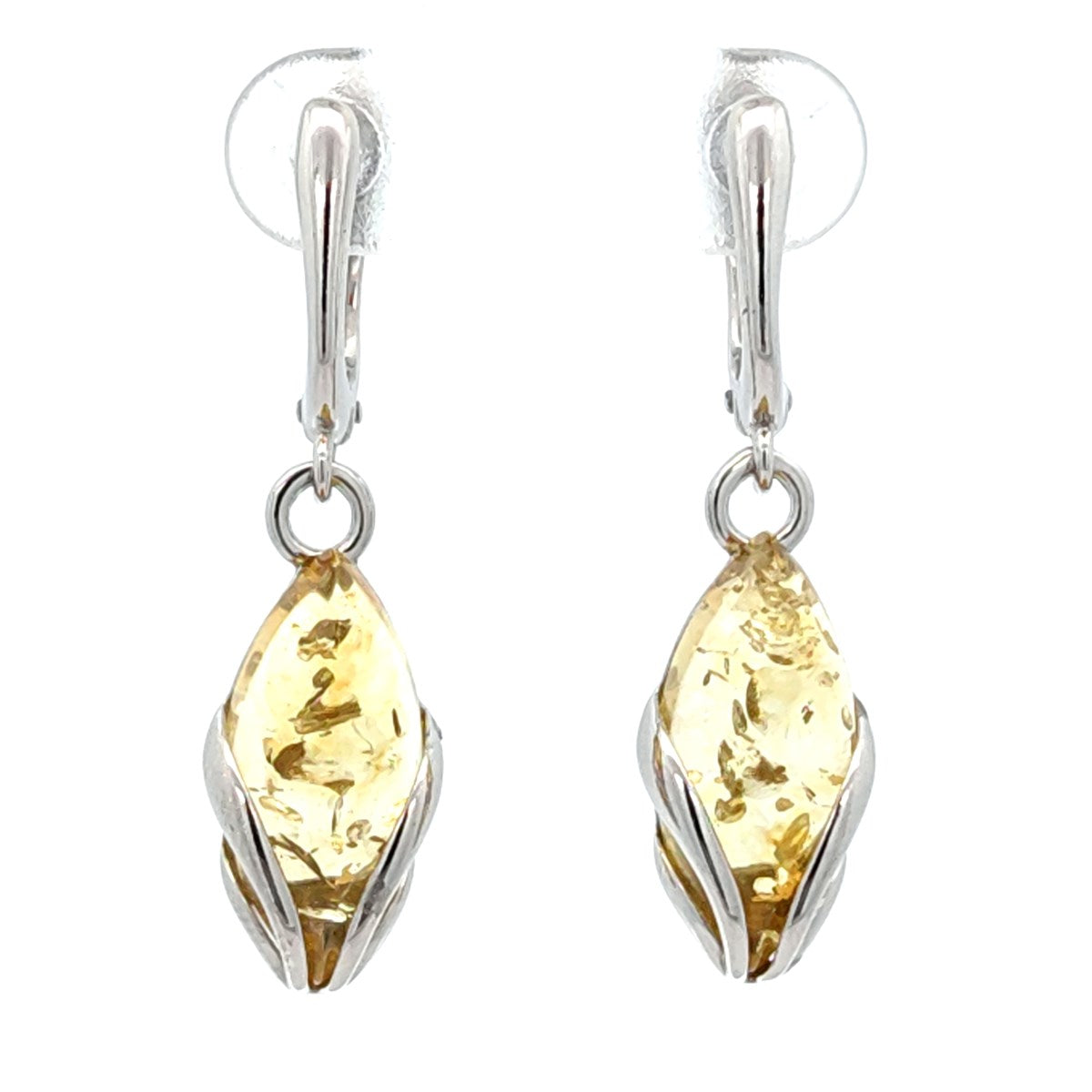 Marquise Lemon Amber Silver Earrings — DARVIN (Pre-Order)