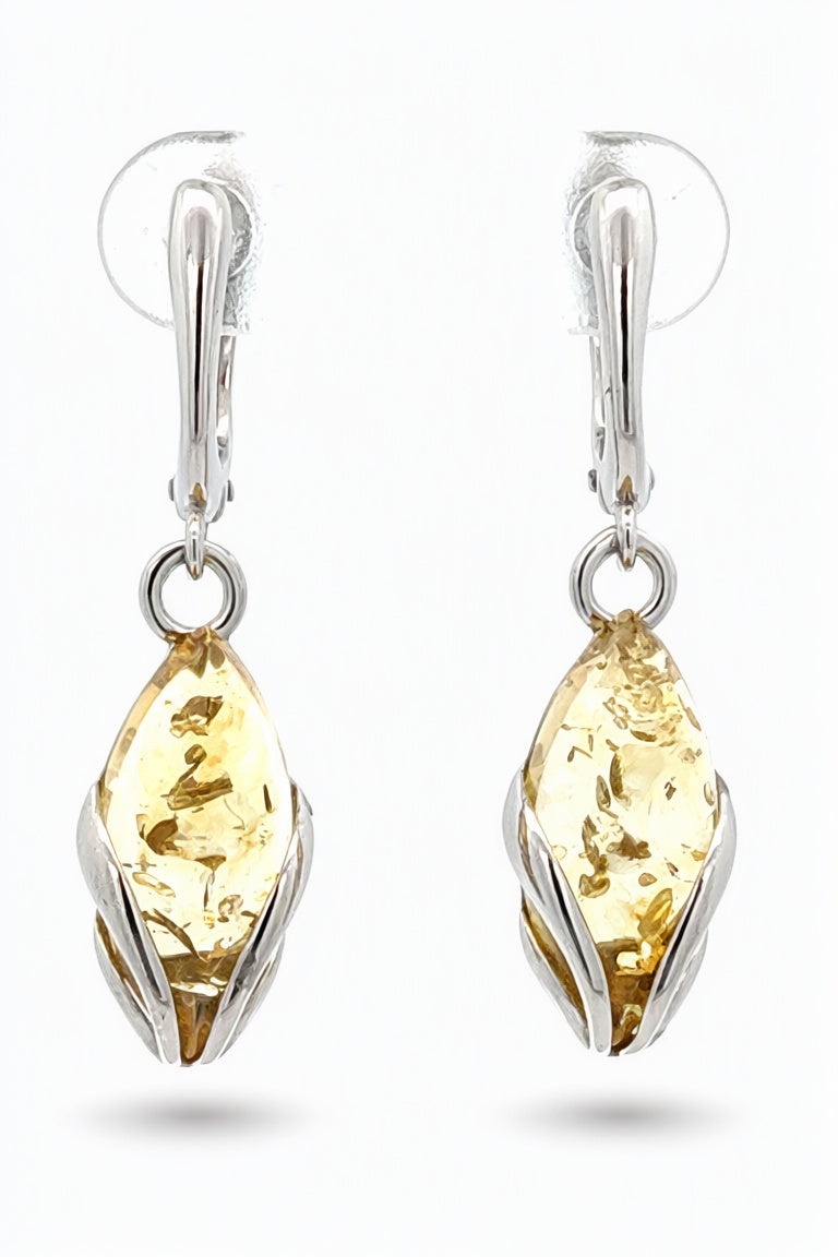 Marquise Lemon Amber Silver Earrings — DARVIN (Pre-Order)