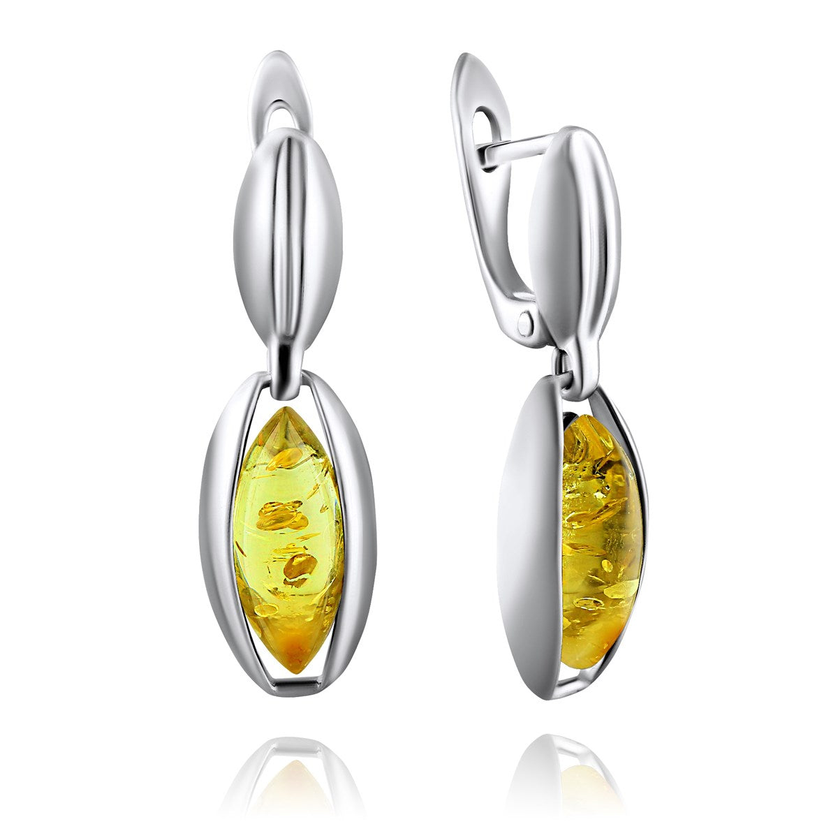 Marquise Lemon Amber Silver Earrings — DARVIN (Pre-Order)
