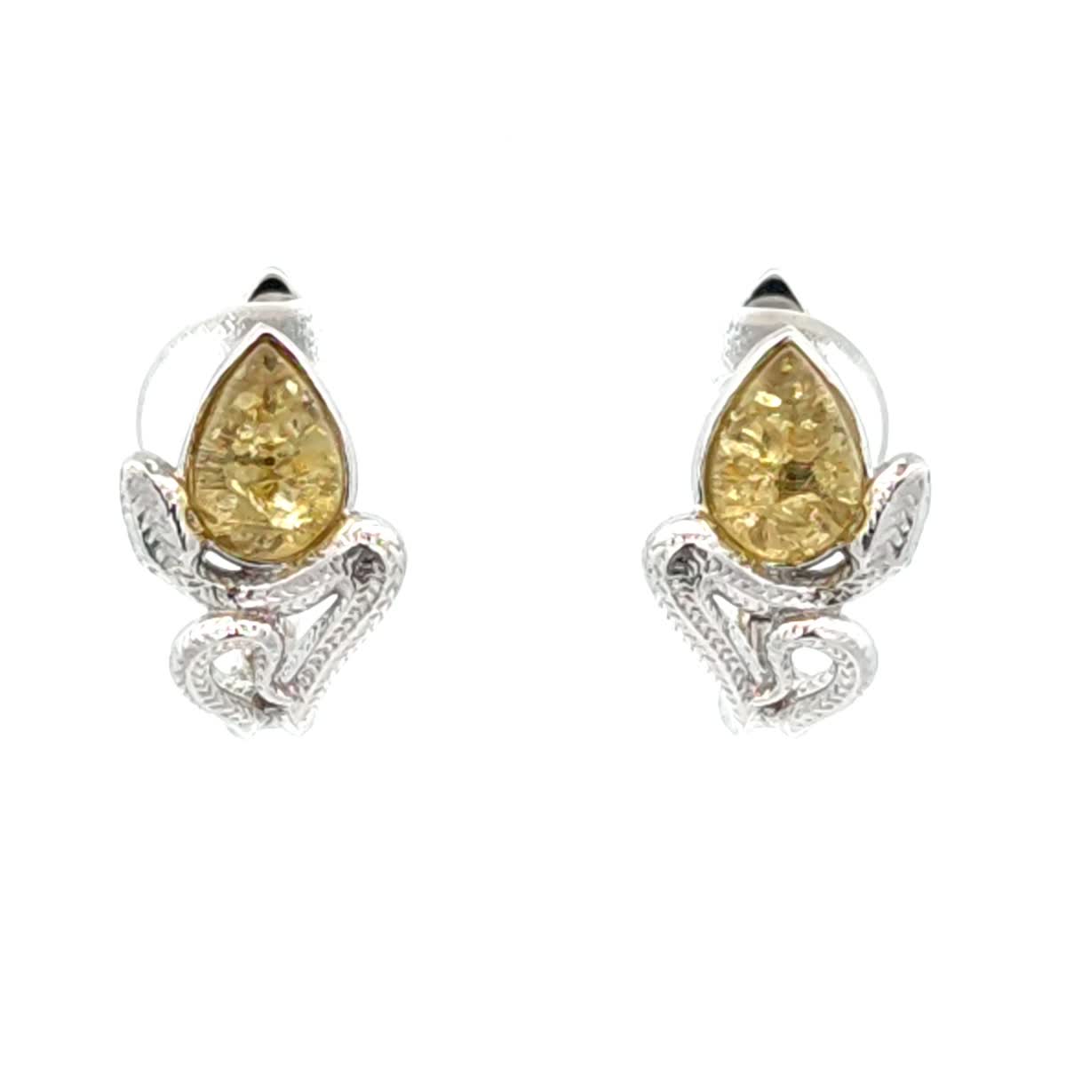 Teardrop Lemon Amber Silver Earrings — DARVIN (Pre-Order)