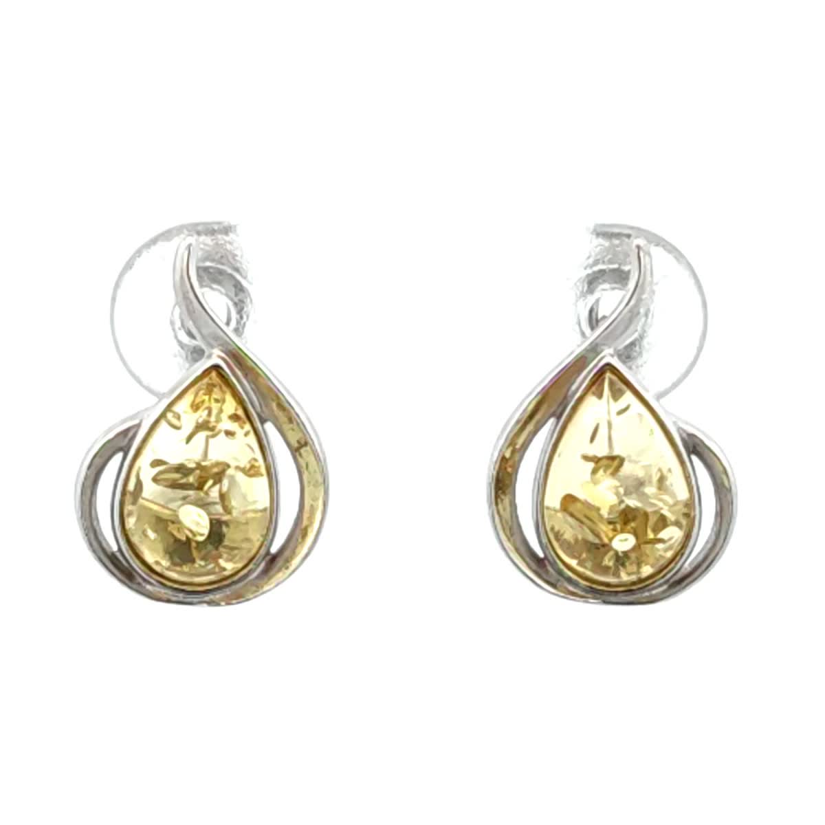 Teardrop Lemon Amber Silver Earrings — DARVIN (Pre-Order)