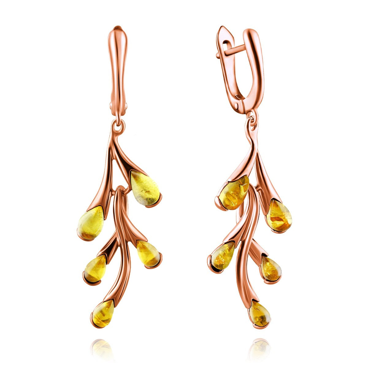 Teardrop Lemon Amber Silver Earrings — DARVIN (Pre-Order)
