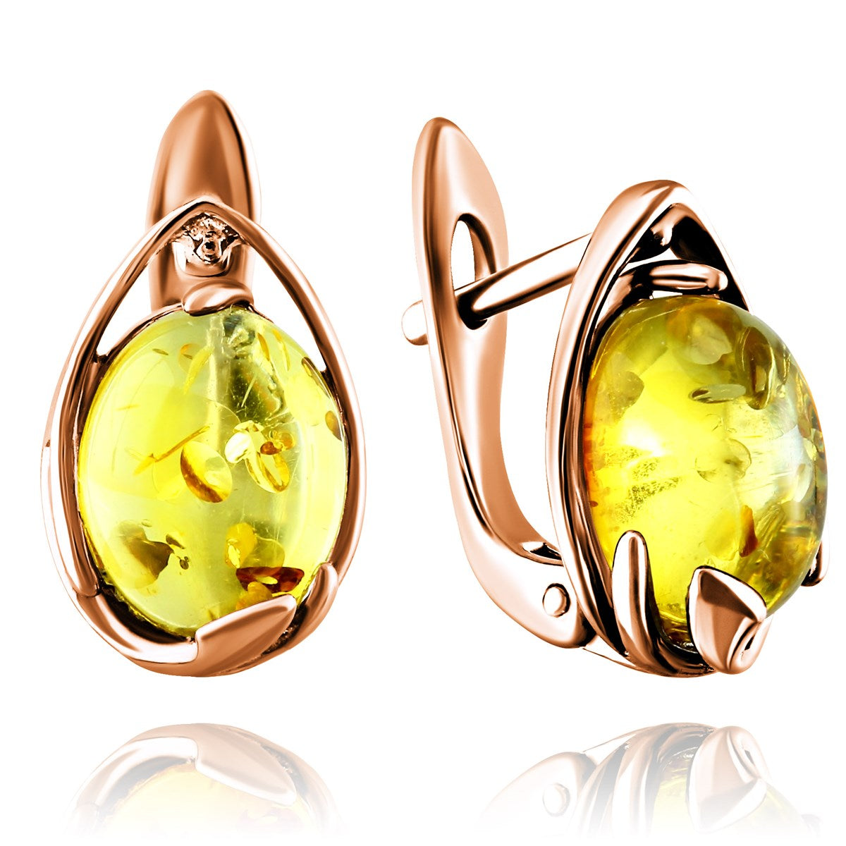 Oval Lemon Amber Silver Earrings — DARVIN (Pre-Order)