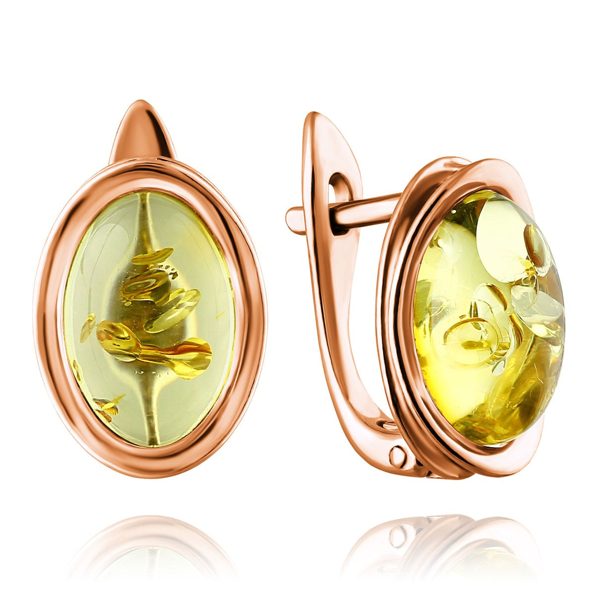 Oval Lemon Amber Silver Earrings — DARVIN (Pre-Order)