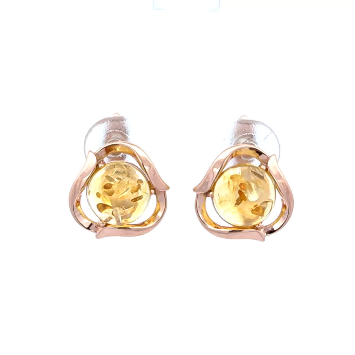 Round Lemon Amber Silver Earrings — DARVIN (Pre-Order)