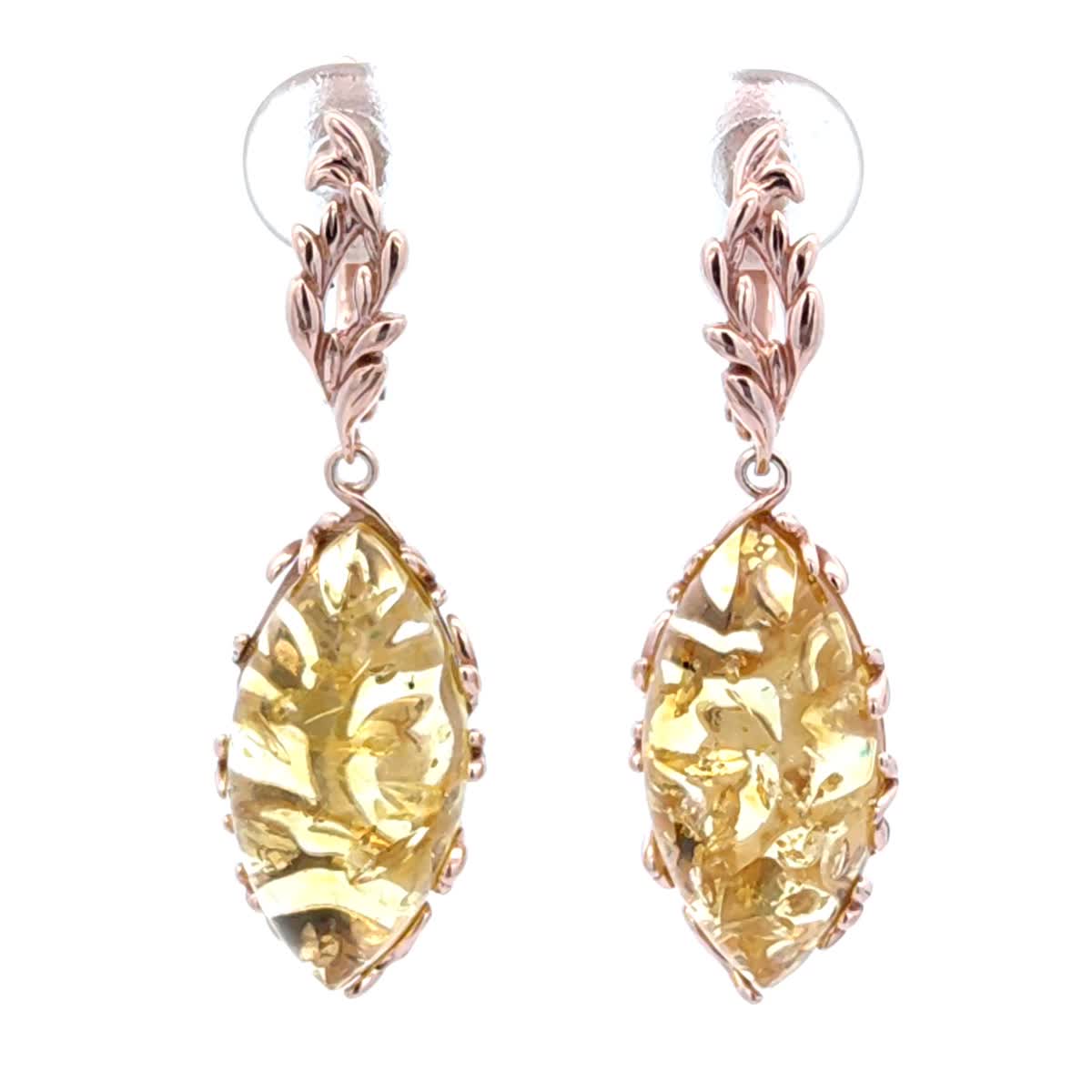 Marquise Lemon Amber Silver Earrings — DARVIN (Pre-Order)