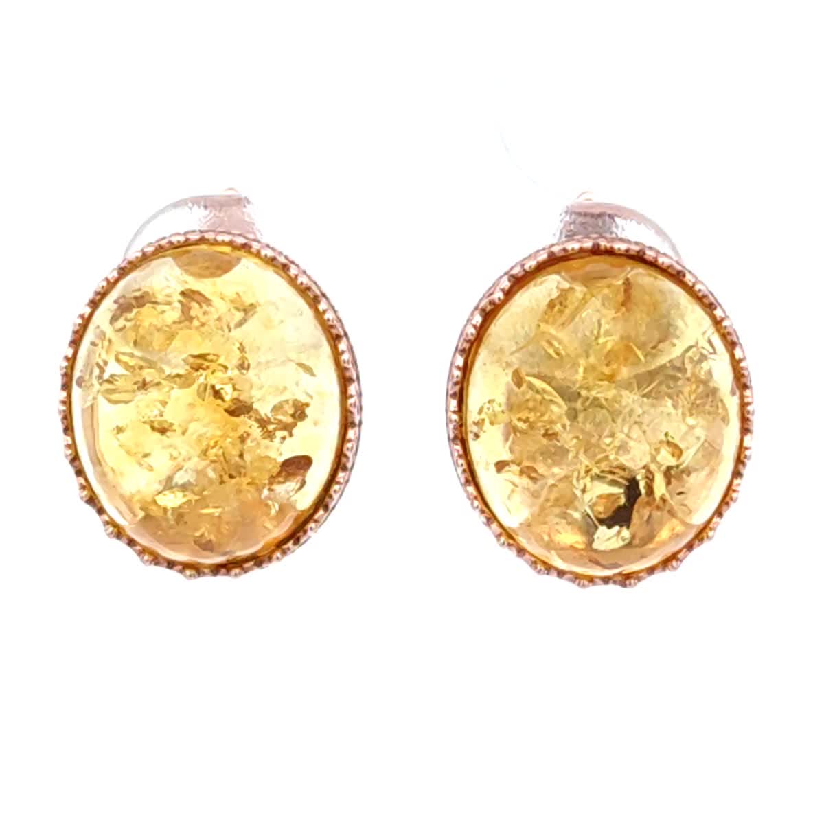 Oval Lemon Amber Silver Earrings — DARVIN (Pre-Order)