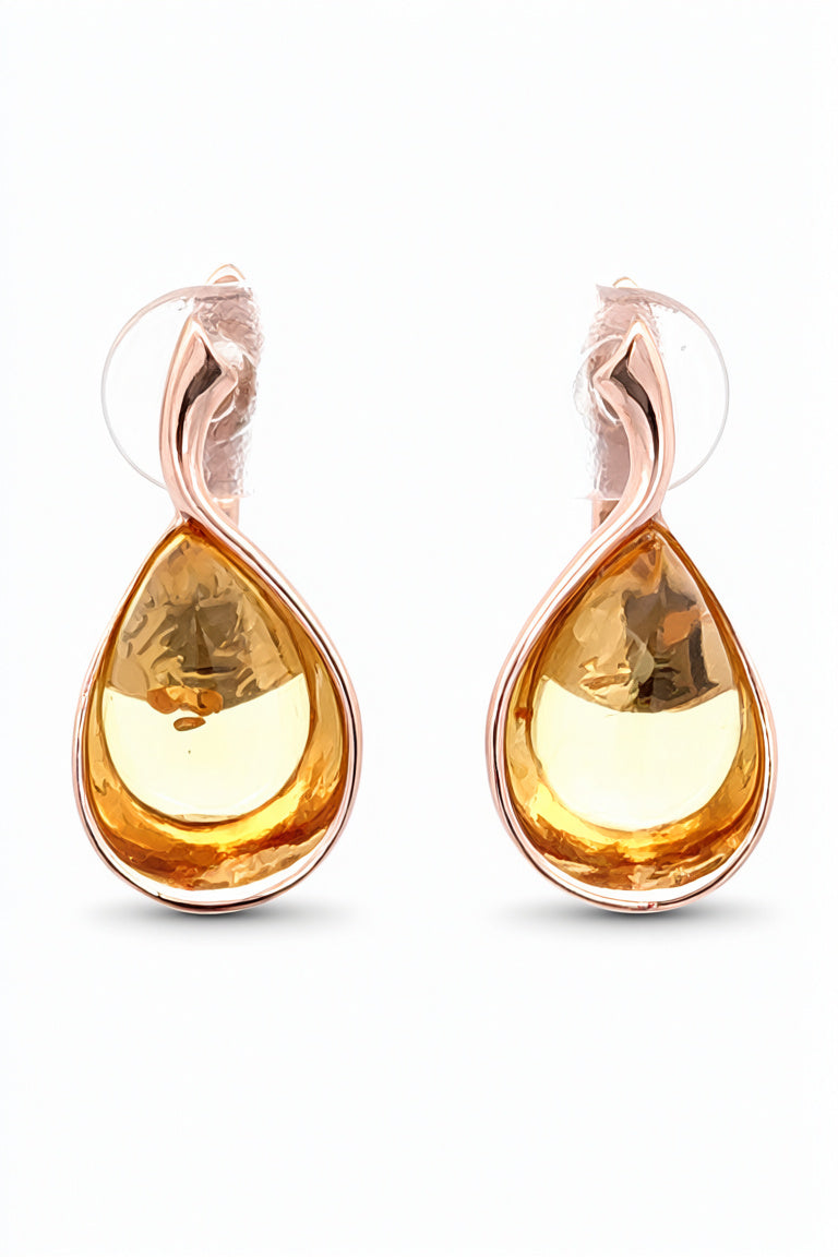 Teardrop Lemon Amber Silver Earrings — DARVIN (Pre-Order)