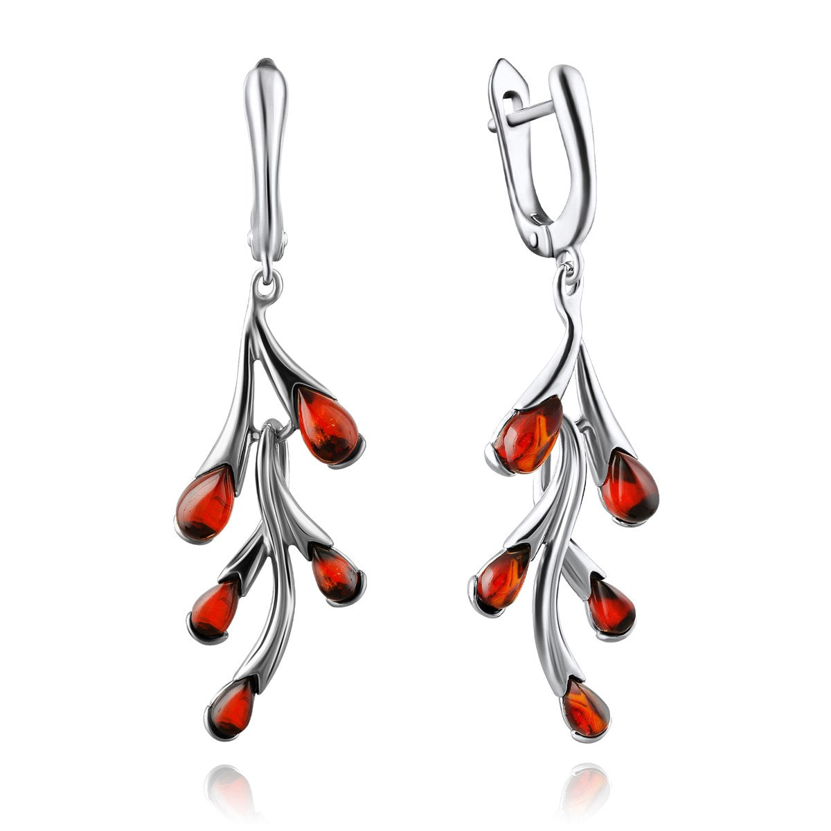 Teardrop Cognac Amber Silver Earrings — DARVIN (Pre-Order)