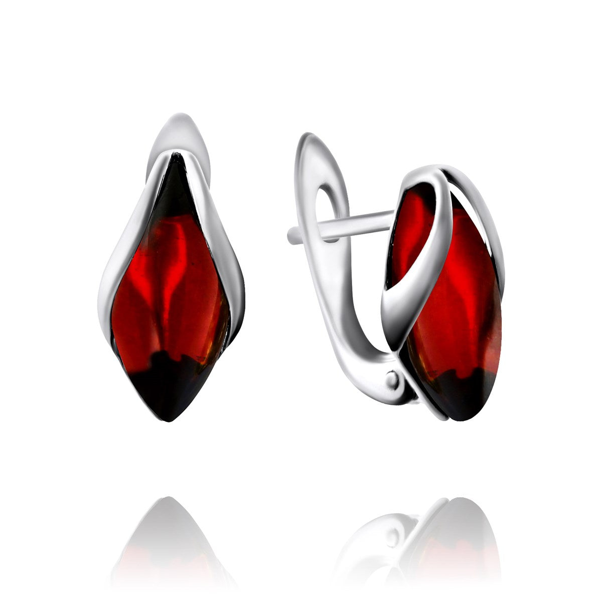 Marquise Cognac Amber Silver Earrings — DARVIN (Pre-Order)