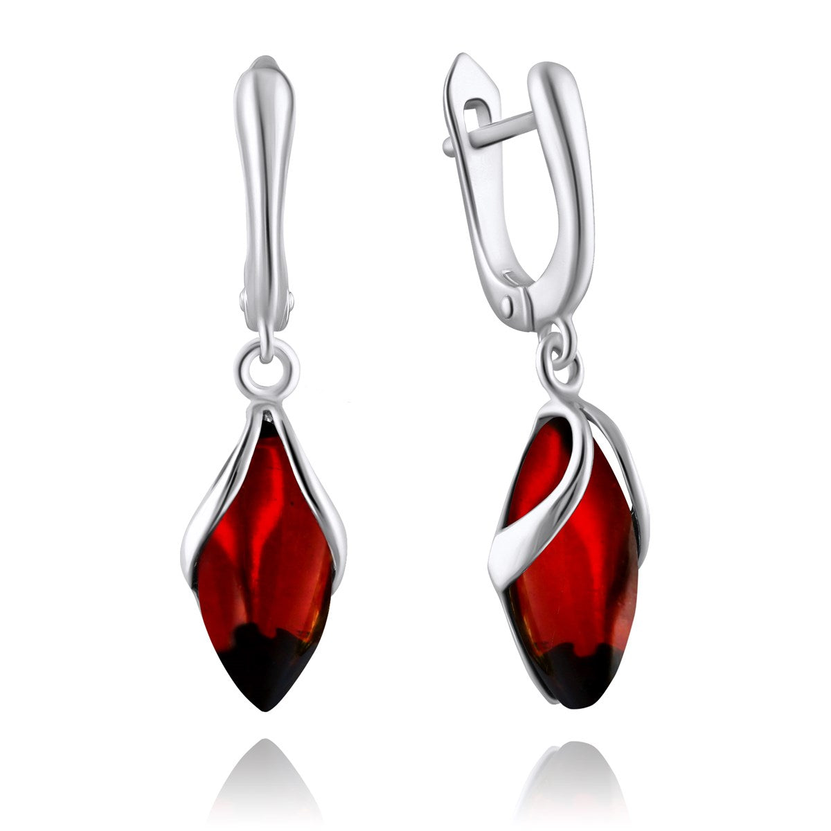 Marquise Cognac Amber Silver Earrings — DARVIN (Pre-Order)
