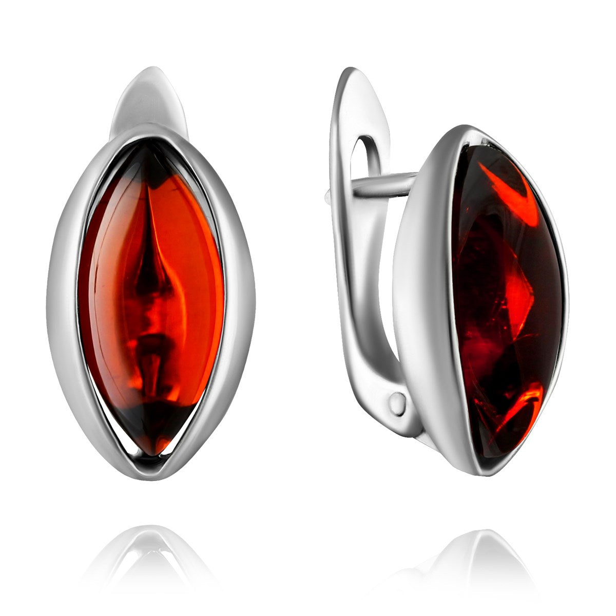Marquise Cognac Amber Silver Earrings — DARVIN (Pre-Order)