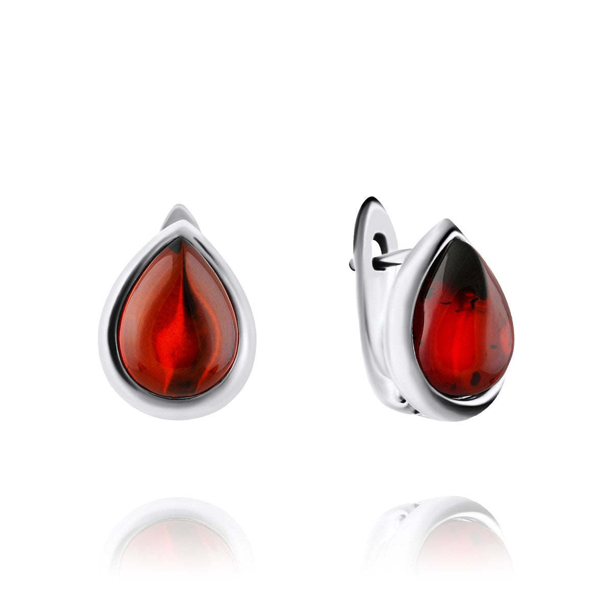 Teardrop Cognac Amber Silver Earrings — DARVIN (Pre-Order)