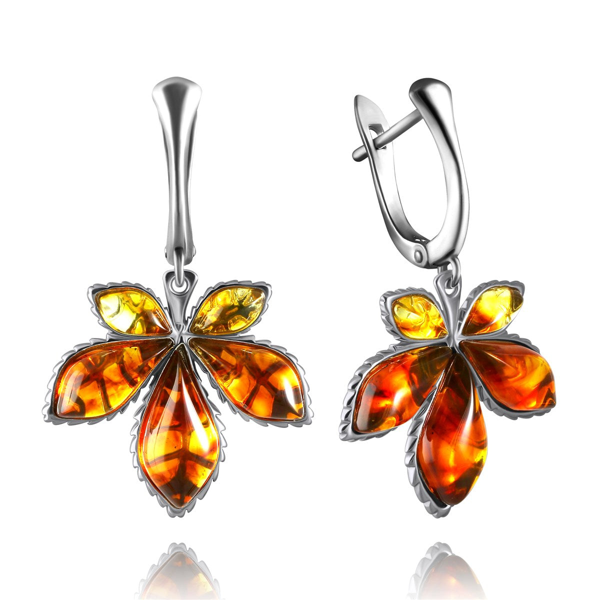Chestnut Cognac Amber Silver Earrings — DARVIN