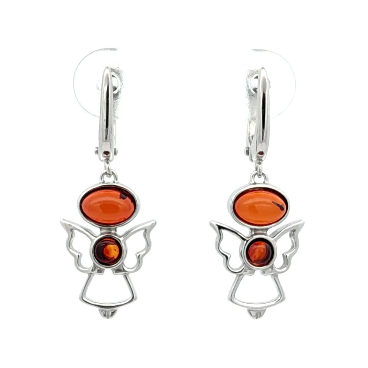 Oval Cognac Amber Silver Earrings — DARVIN (Pre-Order)