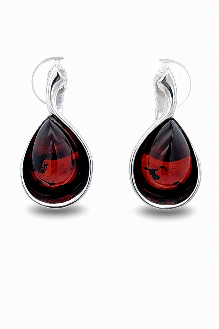 Teardrop Cognac Amber Silver Earrings — DARVIN (Pre-Order)