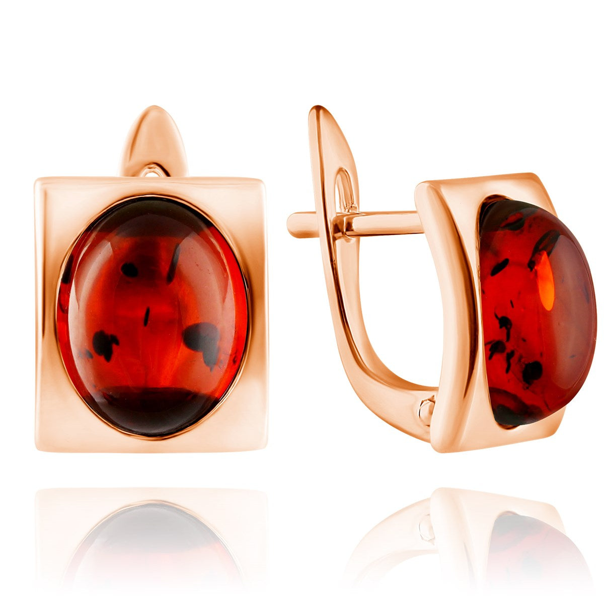 Oval Cognac Amber Silver Earrings — DARVIN (Pre-Order)