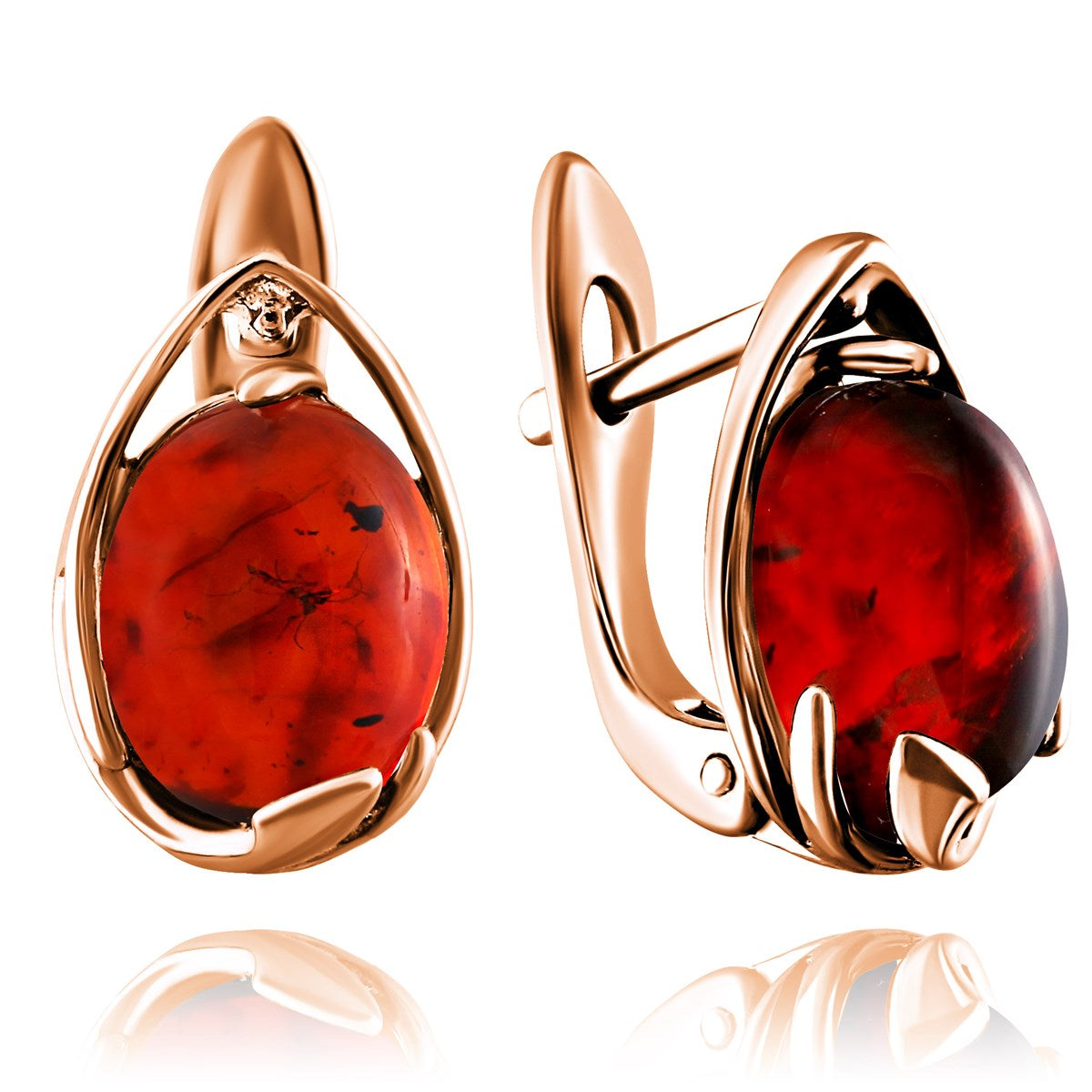 Oval Cognac Amber Silver Earrings — DARVIN (Pre-Order)