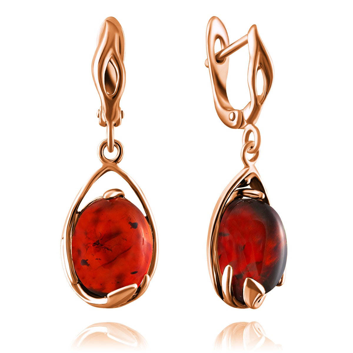 Oval Cognac Amber Silver Earrings — DARVIN (Pre-Order)
