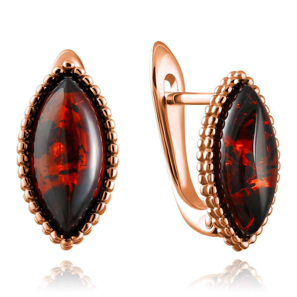 Marquise Cognac Amber Silver Earrings — DARVIN (Pre-Order)
