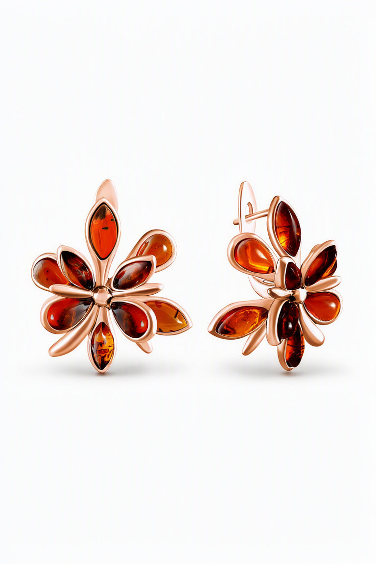 Marquise Cognac Amber Silver Earrings — DARVIN (Pre-Order)