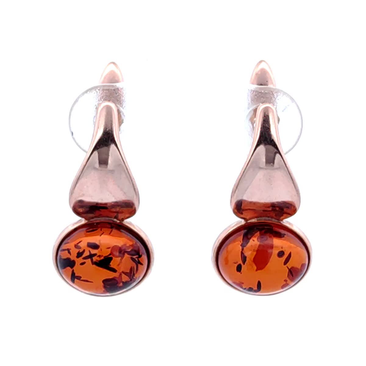 Oval Cognac Amber Silver Earrings — DARVIN (Pre-Order)