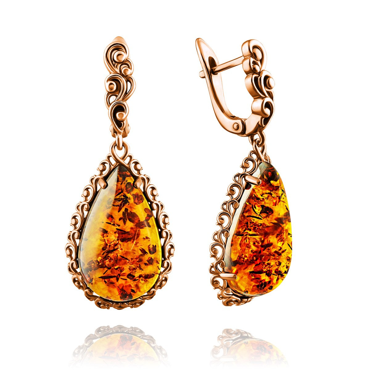 Teardrop Cognac Amber Silver Earrings — DARVIN (Pre-Order)