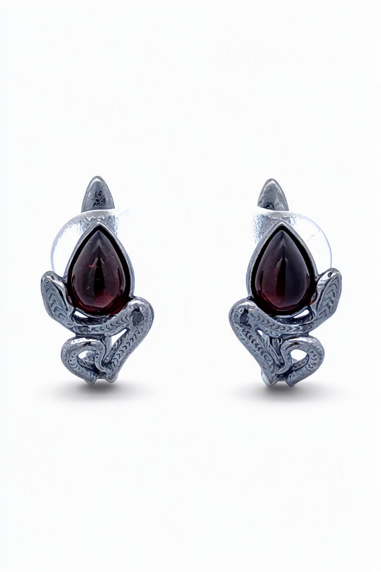 Teardrop Cognac Amber Silver Earrings — DARVIN (Pre-Order)