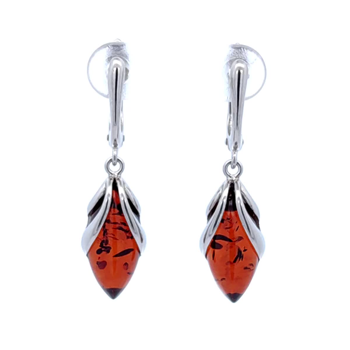 Marquise Cognac Amber Silver Earrings — DARVIN (Pre-Order)