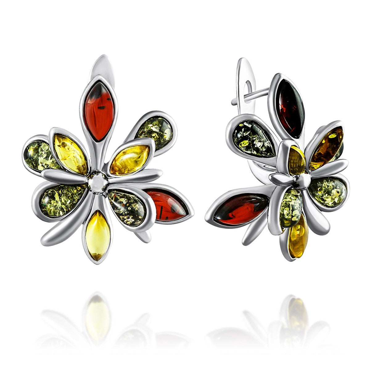Marquise Mixed Amber Silver Earrings — DARVIN (Pre-Order)