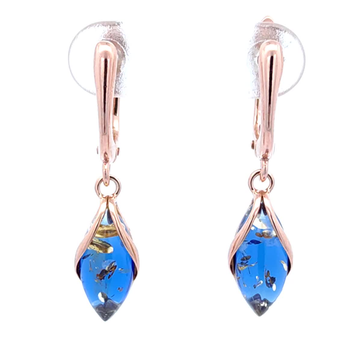 Marquise Sapphire Blue Amber Silver Earrings — DARVIN (Pre-Order)