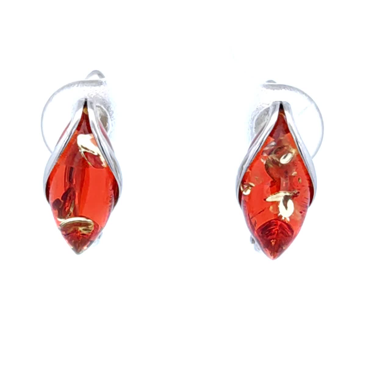 Marquise Ruby Red Amber Silver Earrings — DARVIN (Pre-Order)