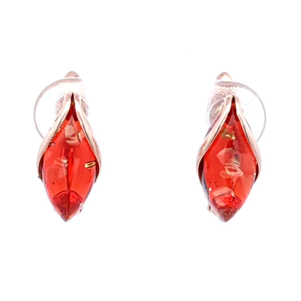 Marquise Ruby Red Amber Silver Earrings — DARVIN (Pre-Order)