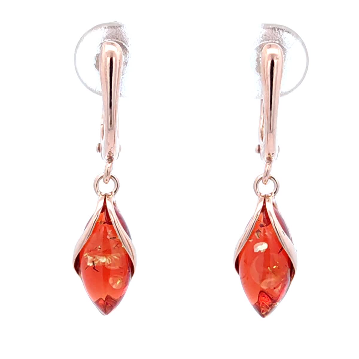 Marquise Ruby Red Amber Silver Earrings — DARVIN (Pre-Order)