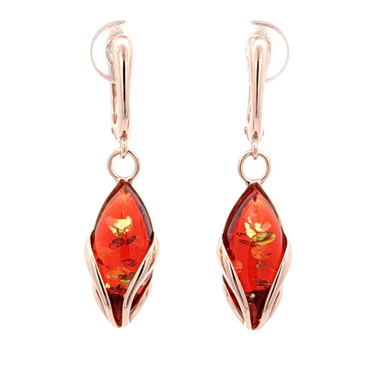 Marquise Ruby Red Amber Silver Earrings — DARVIN (Pre-Order)