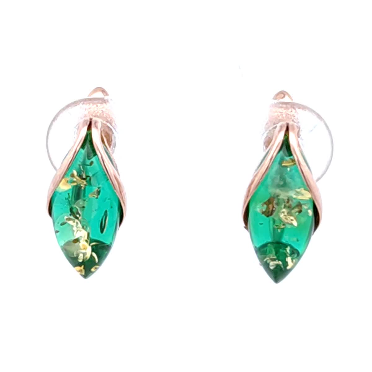 Marquise Emerald Green Amber Silver Earrings — DARVIN (Pre-Order)