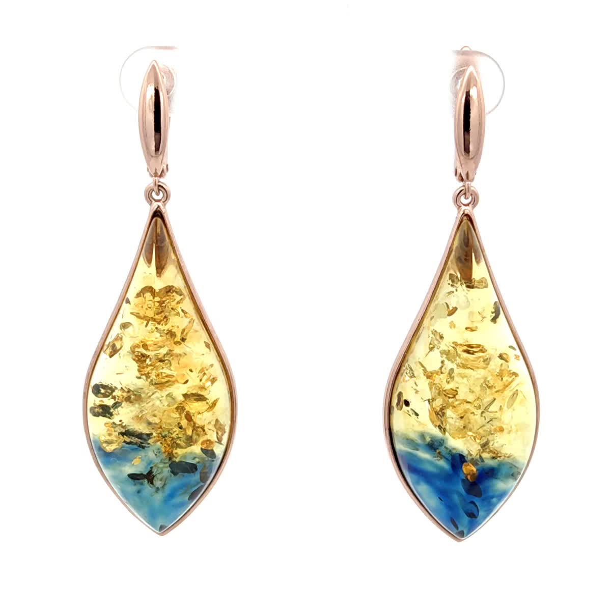 Lemon-Blue Amber Silver Earrings — DARVIN (Pre-Order)
