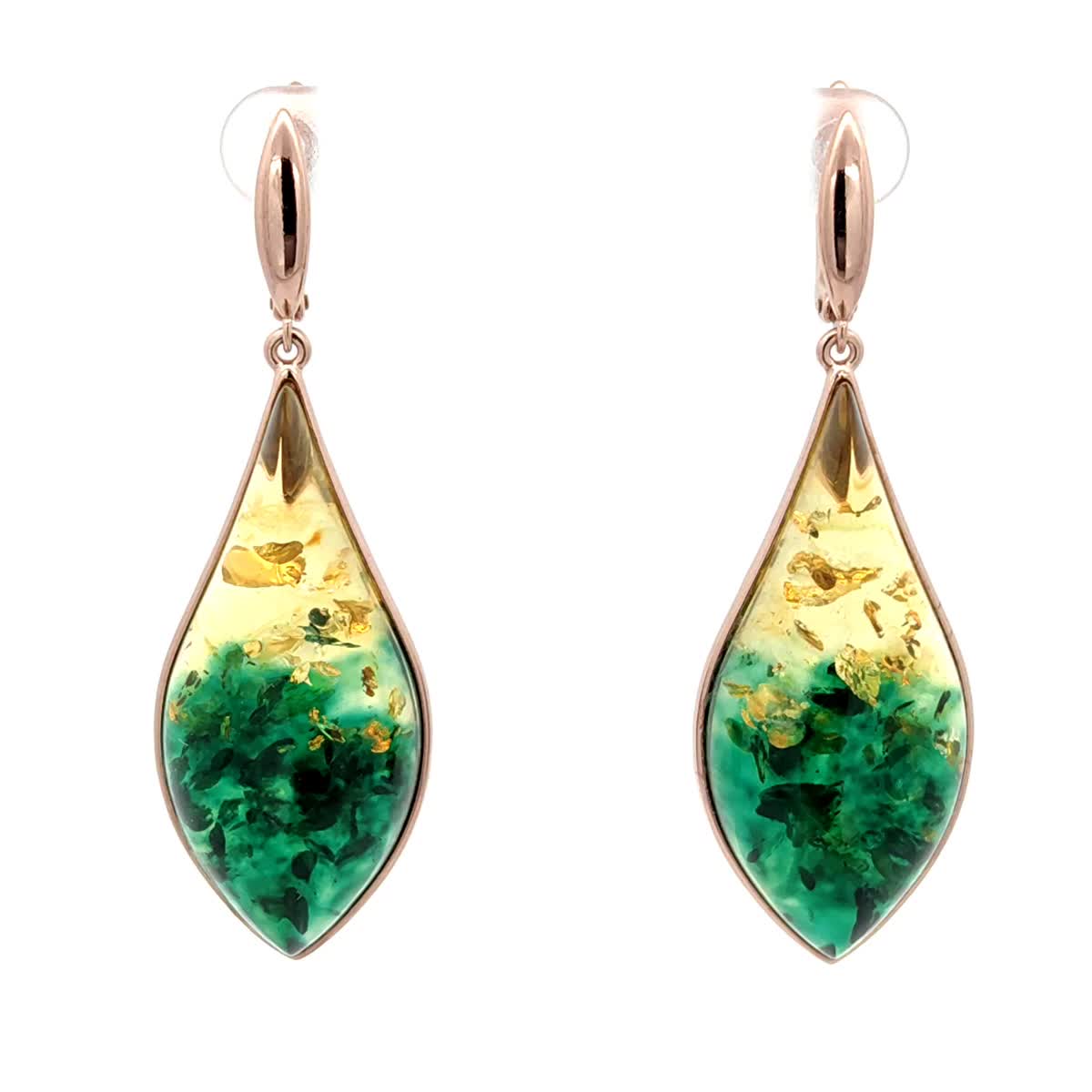Lemon-Green Amber Silver Earrings — DARVIN (Pre-Order)