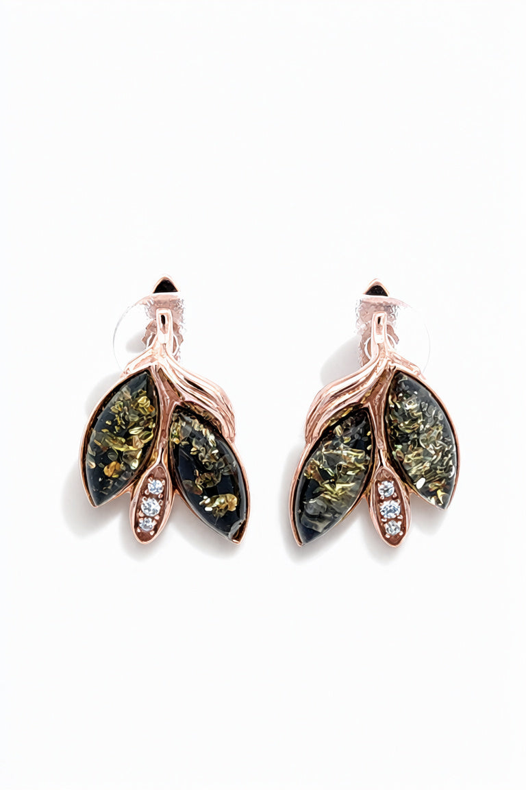 Marquise Green, Colorless Amber Silver Earrings — DARVIN (Pre-Order)