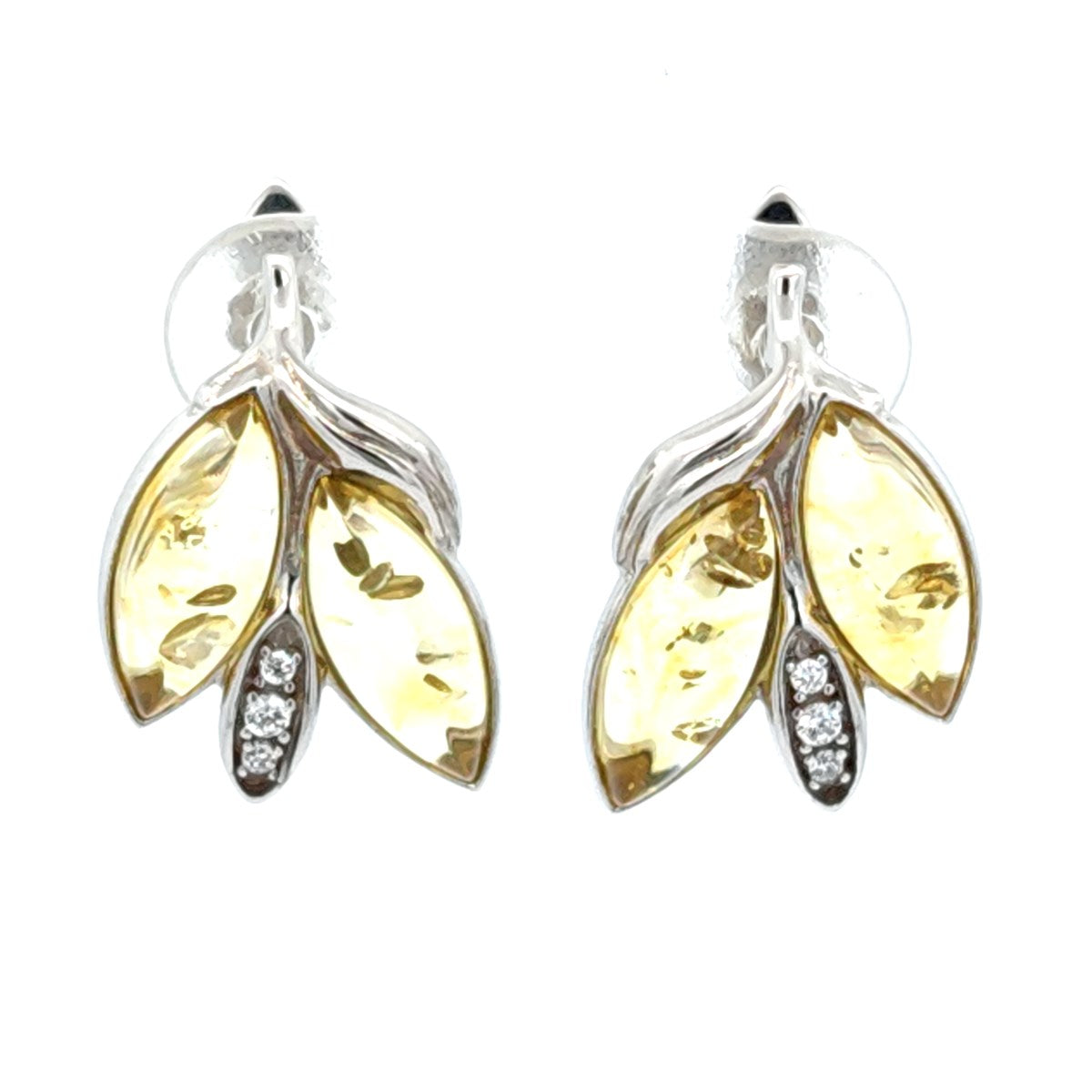 Marquise Lemon, Colorless Amber Silver Earrings — DARVIN (Pre-Order)