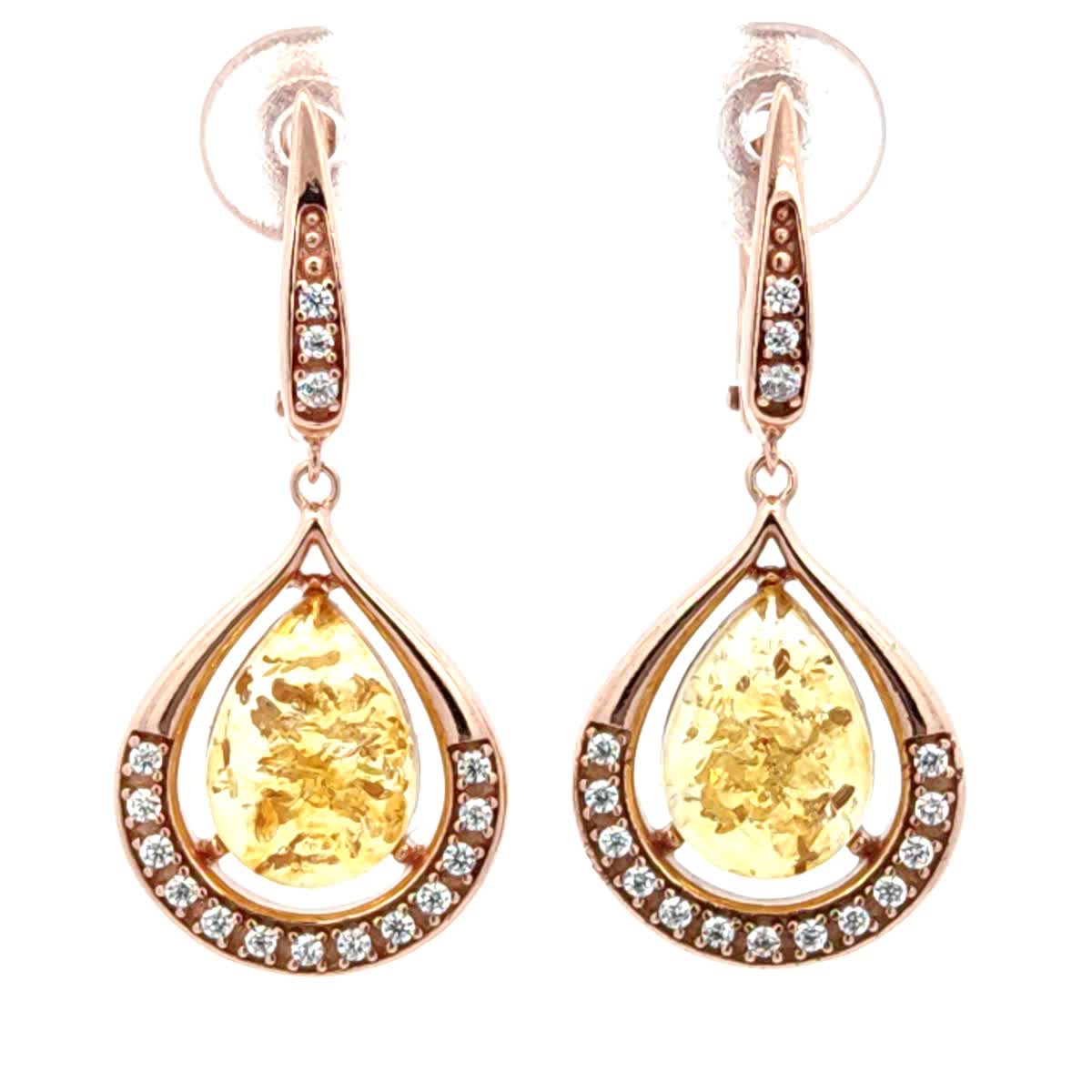 Teardrop Lemon, Colorless Amber Silver Earrings — DARVIN (Pre-Order)