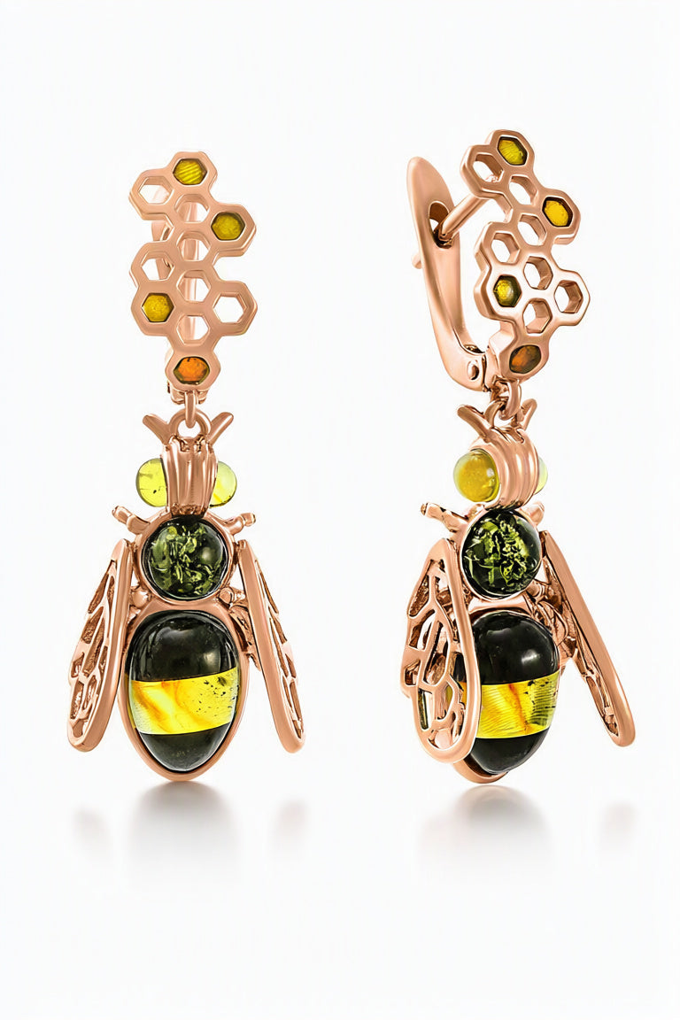 Oval Mixed Amber Silver Earrings — DARVIN (Pre-Order)