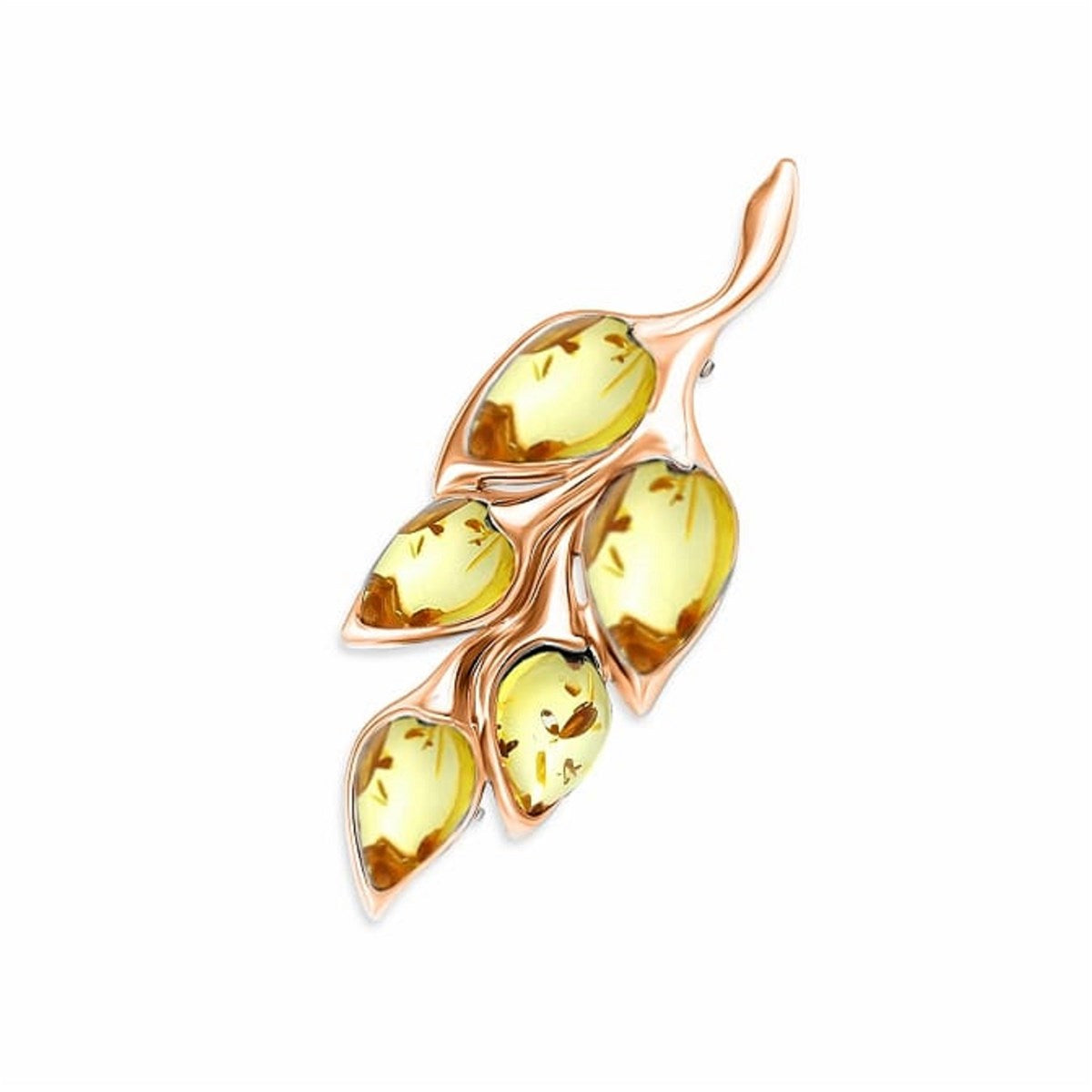 Teardrop Lemon Amber Silver Brooch Pendant — DARVIN (Pre-Order)