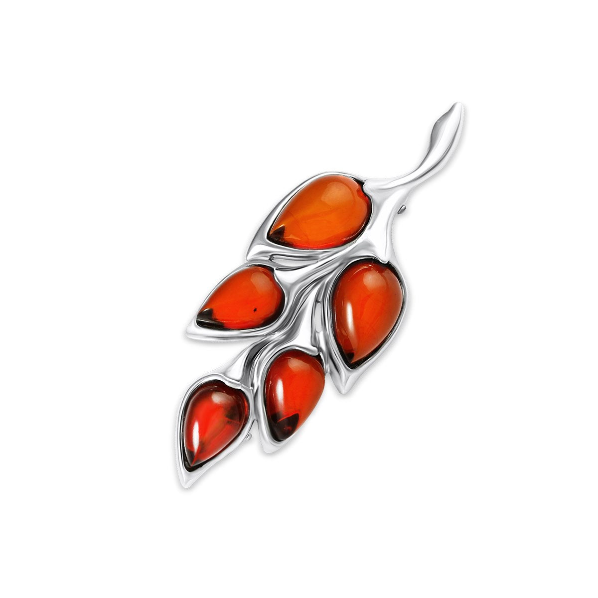 Teardrop Cognac Amber Silver Brooch Pendant — DARVIN (Pre-Order)