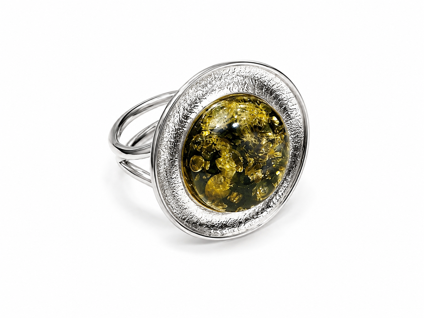 Saturn Baltic Amber Ring – Sterling Silver