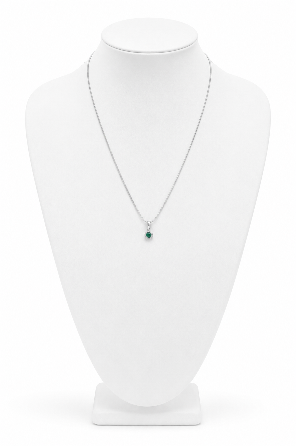Emerald Halo Agate Pendant Necklace – Sterling Silver
