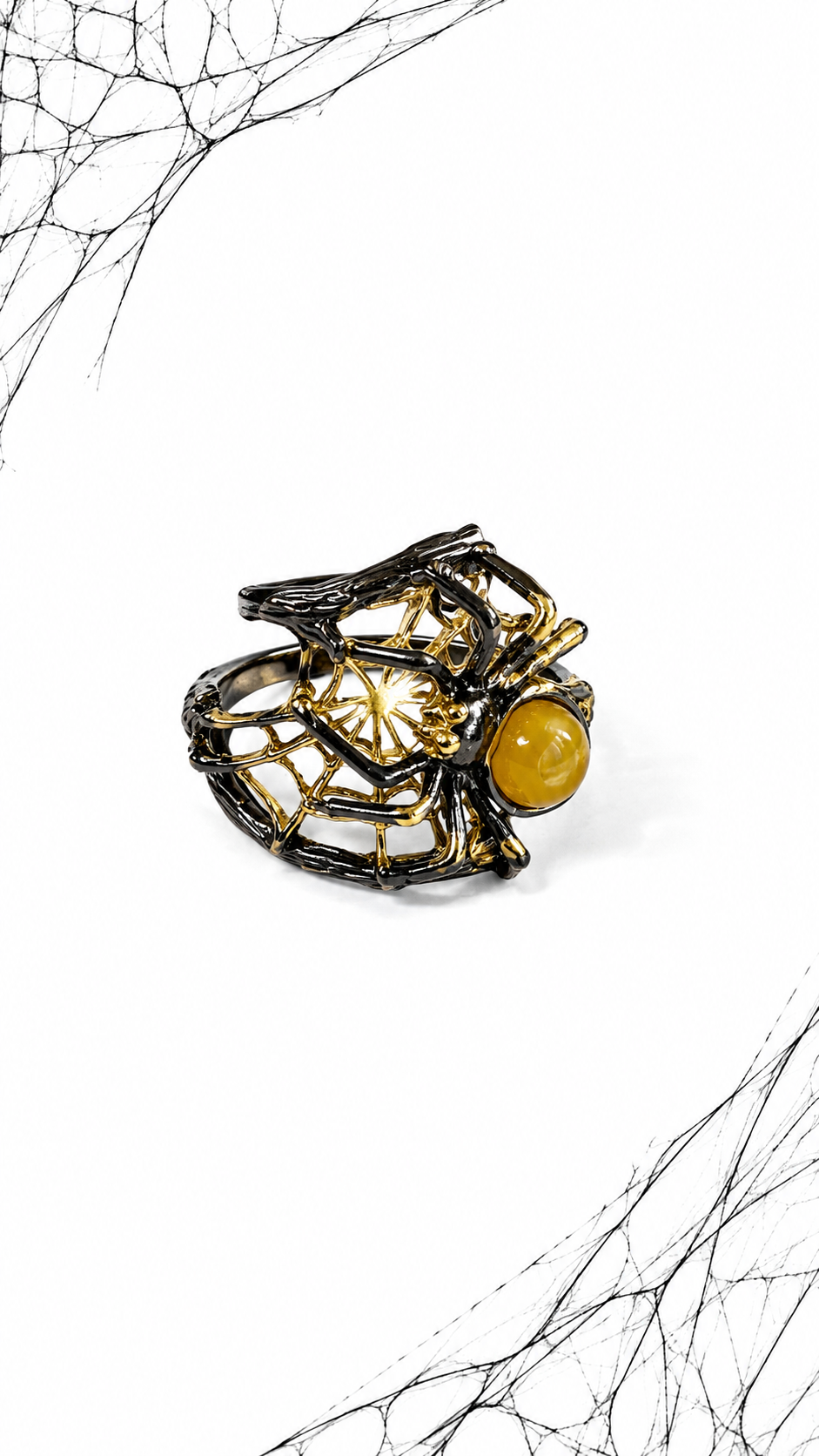 Amber Spider Ring