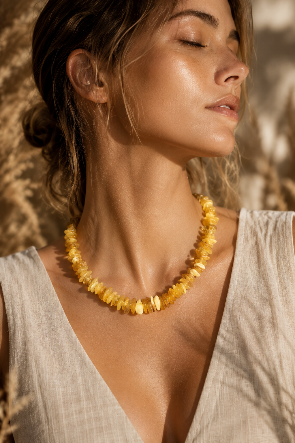 Raw Amber Chip Necklace