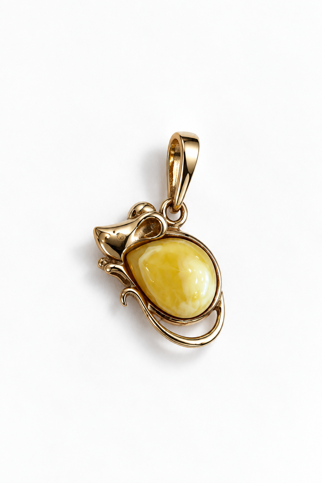 MOUSE — Milky Baltic Amber Pendant