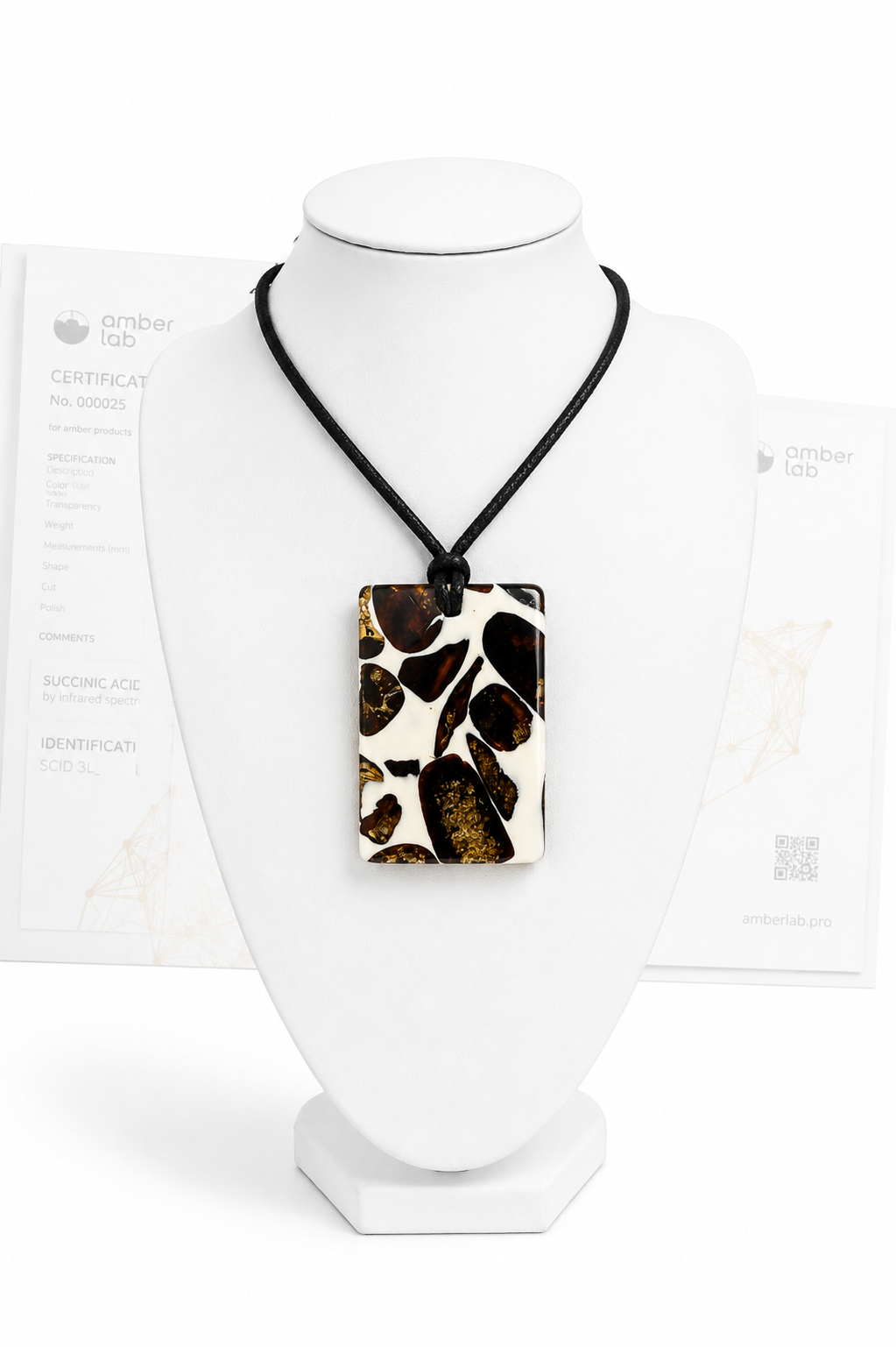 Unisex Baltic Amber Pendant – Dalmatian